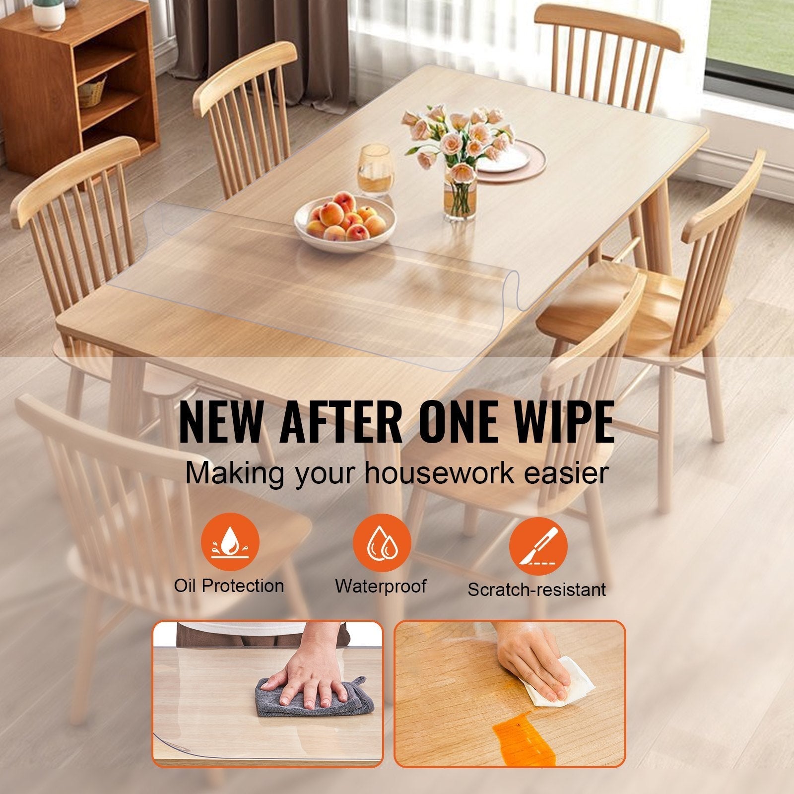VEVOR Clear Table Cover Protector, 18
