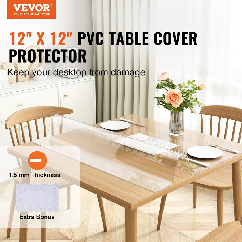 VEVOR Clear Table Cover Protector, 12