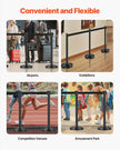 VEVOR 6 Pcs Stanchion Post with 4 Retractable Belts & Sand Injection Hollow Base