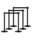 VEVOR 6 Pcs Stanchion Post with 4 Retractable Belts & Sand Injection Hollow Base