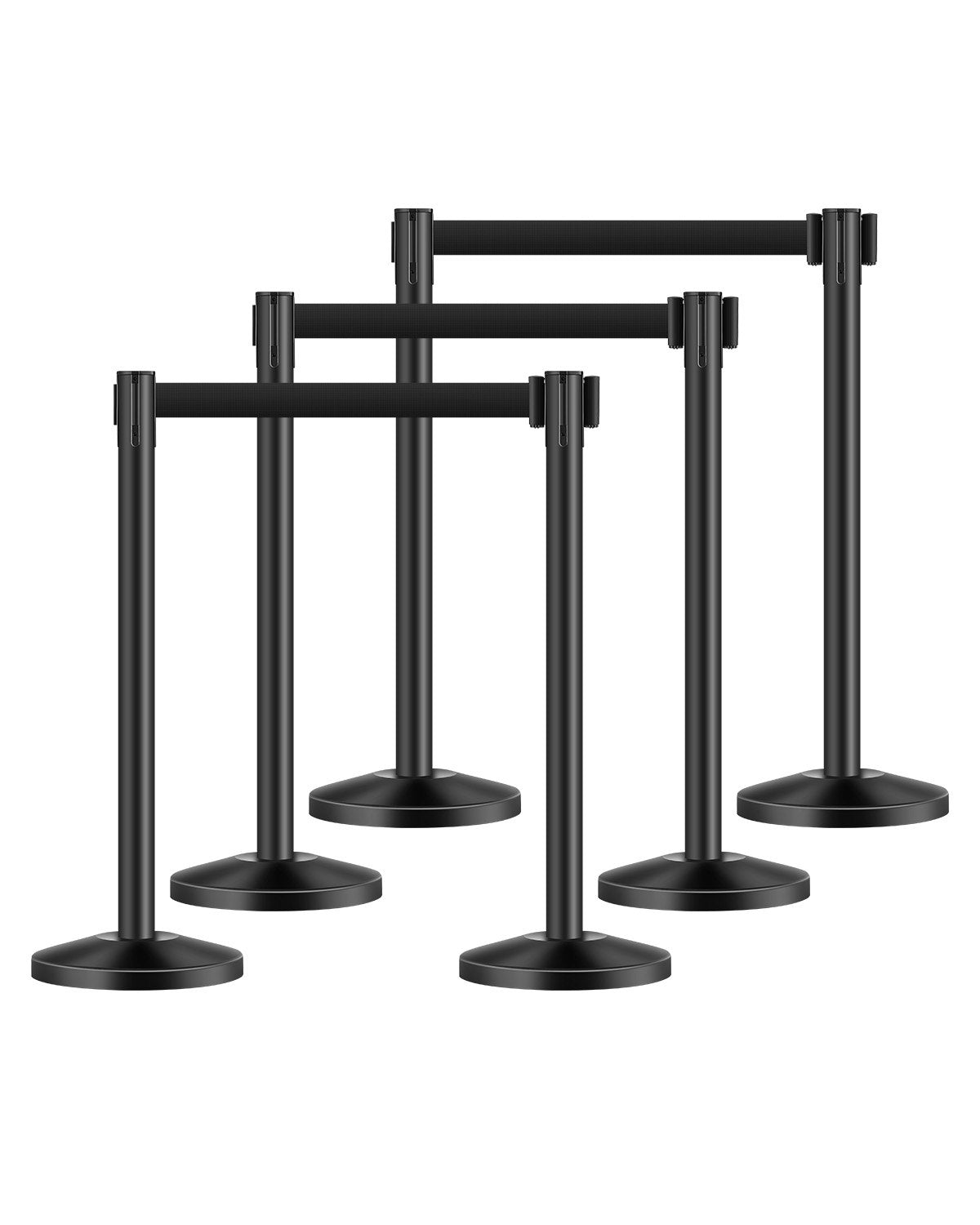 VEVOR 6 Pcs Stanchion Post with 4 Retractable Belts & Sand Injection Hollow Base