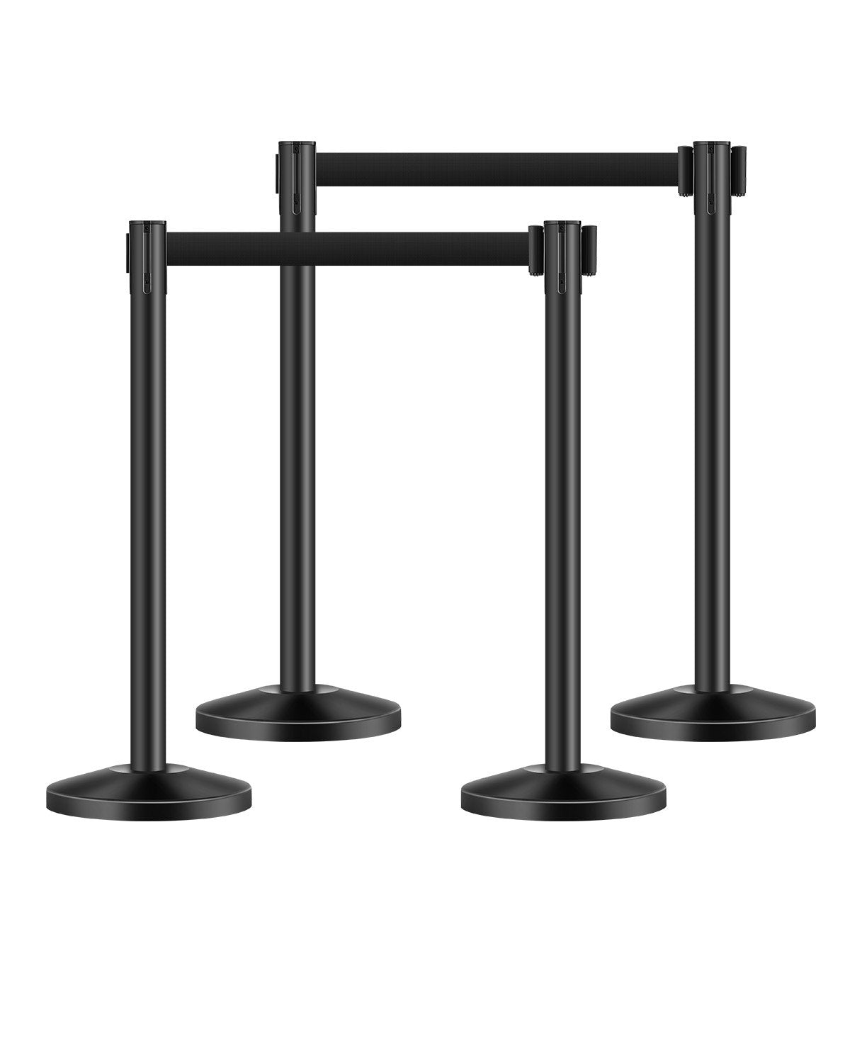 VEVOR 4 Pcs Stanchion Post with 4 Retractable Belts & Sand Injection Hollow Base