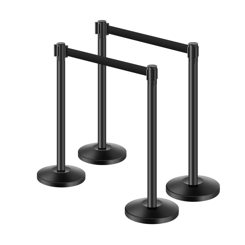 VEVOR 4 Pcs Stanchion Post with 4 Retractable Belts & Sand Injection Hollow Base