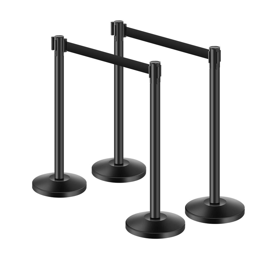 VEVOR 4 Pcs Stanchion Post with 4 Retractable Belts & Sand Injection Hollow Base