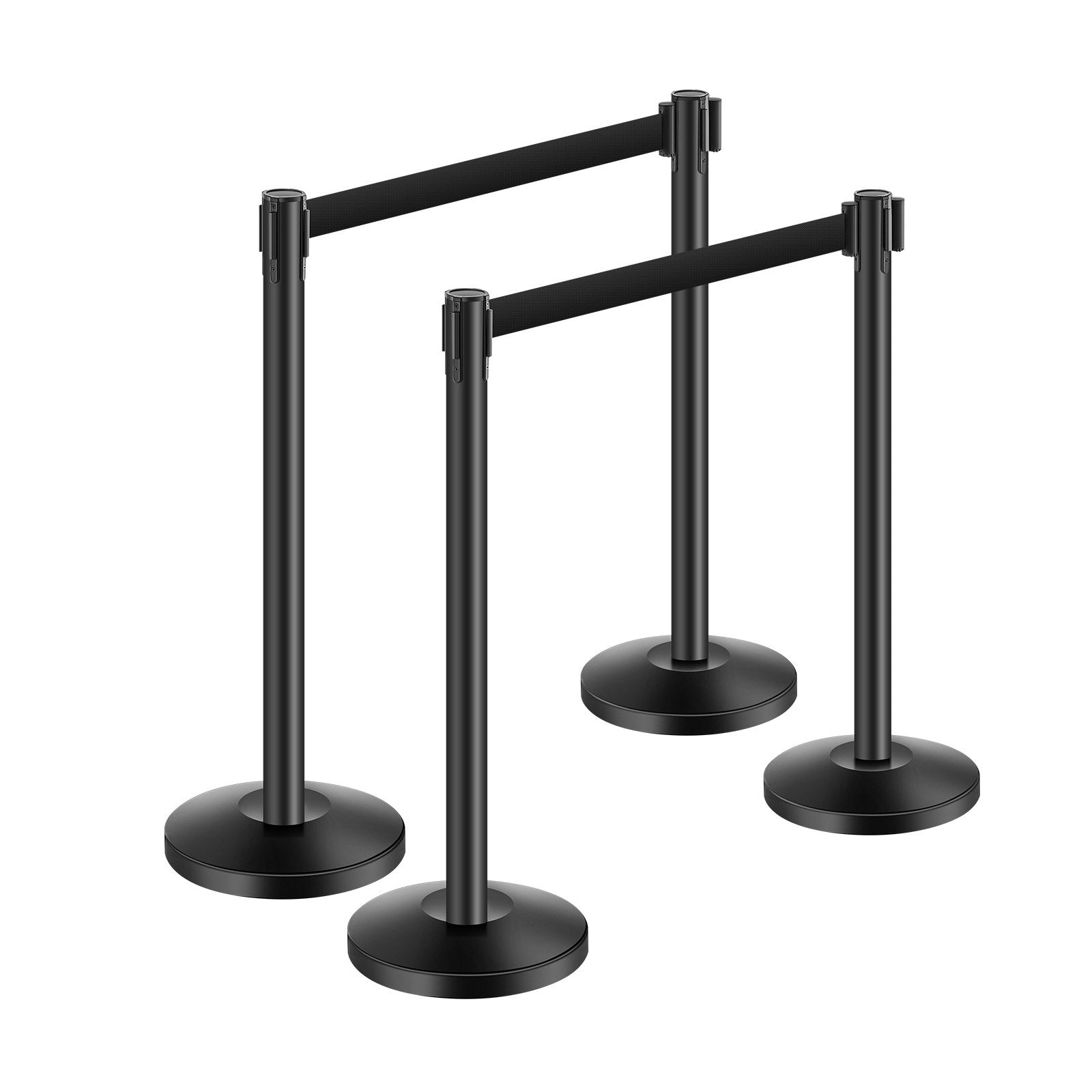 VEVOR 4 Pcs Stanchion Post with 4 Retractable Belts & Sand Injection Hollow Base