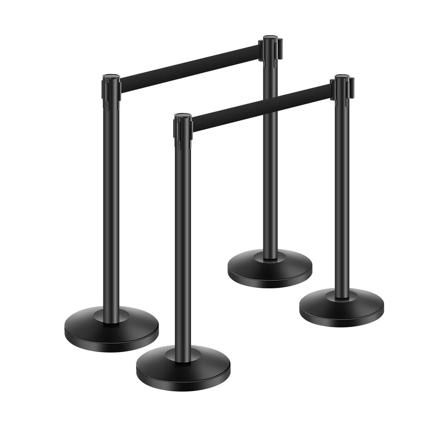 VEVOR 4 Pcs Stanchion Post with 4 Retractable Belts & Sand Injection Hollow Base