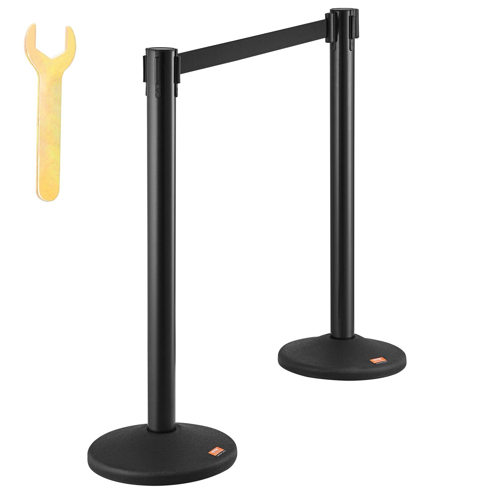 VEVOR Crowd Control Stanchions, 6-Pack Crowd Control Barriers with 3PCS 6.5FT Black Retractable Belts, Plastic Stanchion Queue Post, Belt Barriers Line Divider Stanchion Set for Airport, Exhibition