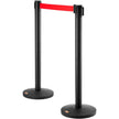 VEVOR Crowd Control Stanchions, 2-Pack Crowd Control Barriers, Carbon Steel Baking Painted Stanchion Queue Post with 11FT Red Retractable Belt, Belt Barriers Line Divider for Exhibition, Airport