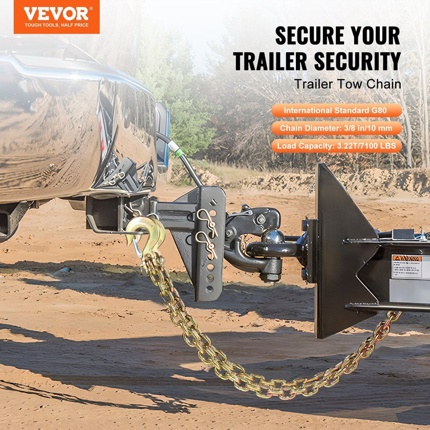 VEVOR Binder Chain G80 Tie Down Tow Chain with Hook 3/8