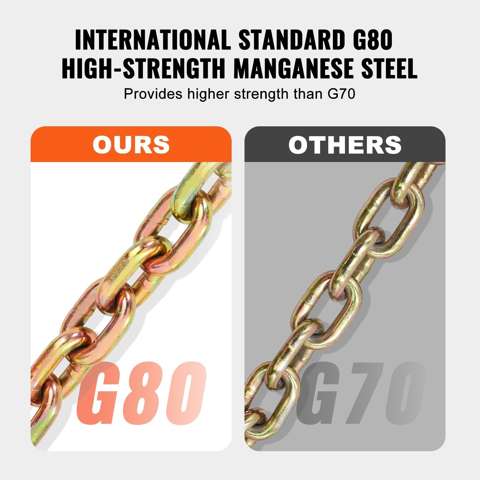 VEVOR Binder Chain G80 Tie Down Tow Chain with Hook 3/8