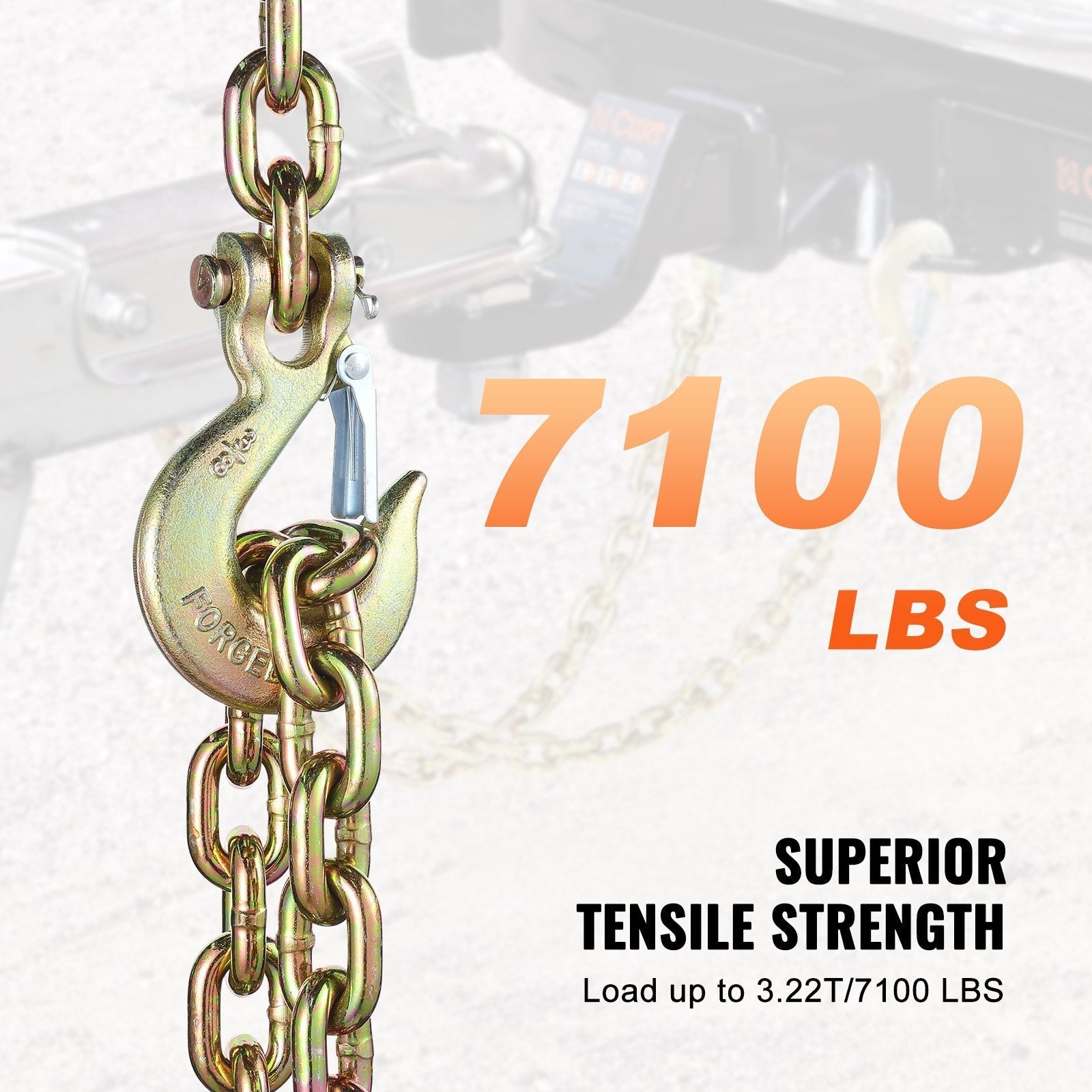 VEVOR Binder Chain G80 Tie Down Tow Chain with Hook 3/8
