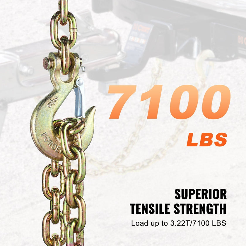 VEVOR Binder Chain G80 Tie Down Tow Chain with Hook 3/8