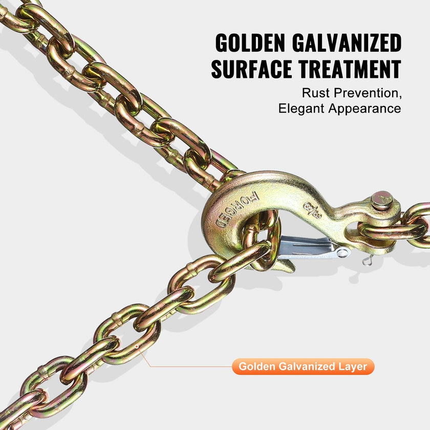 VEVOR Binder Chain G80 Tie Down Tow Chain with Hook 3/8