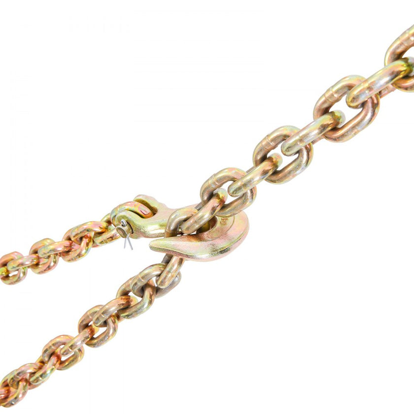 VEVOR Transport Binder Chain, 7100 lbs Working Load Limit, 3/8'' x 20' G80 Tow Chain Tie Down with Grab Hooks, DOT Certified, Galvanized Coating Manganese Steel for Dock Factory Construction Site