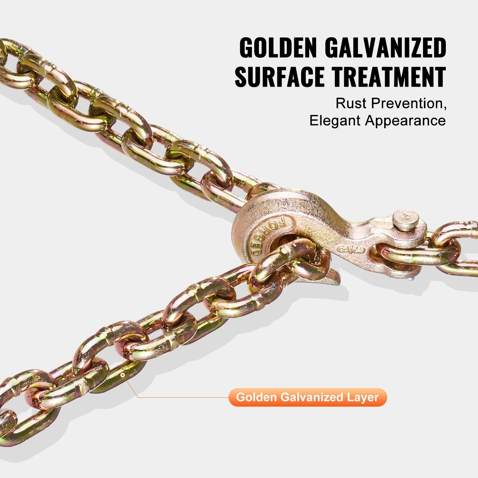 VEVOR Binder Chain G80 Tie Down Tow Chain with Two Hooks 3/8