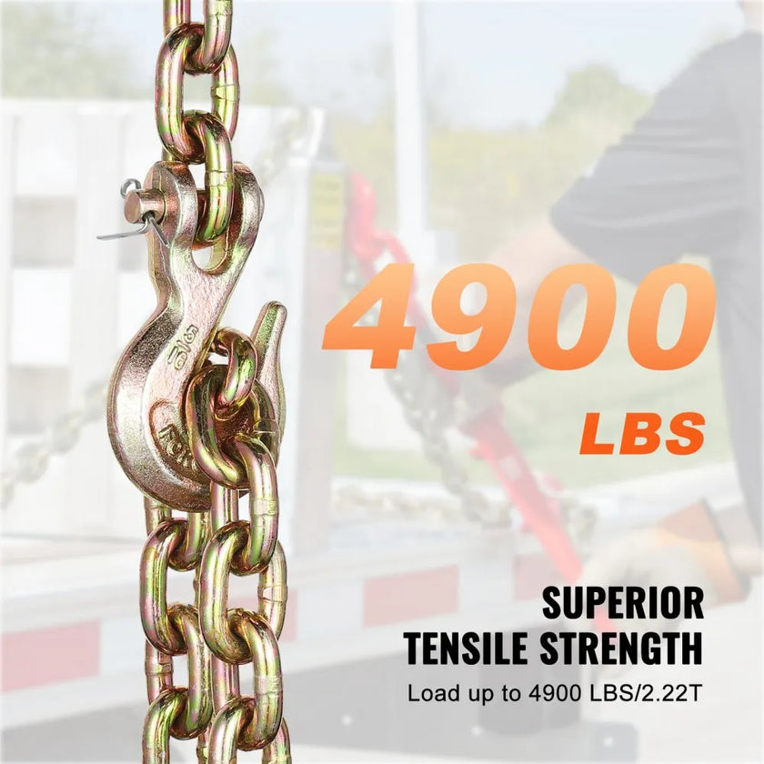 VEVOR Binder Chain G80 Tie Down Tow Chain with Two Hooks 5/16