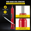 VEVOR Hydraulic Long Ram Jack, 4 Tons/8818 lbs Capacity, with Single Piston Pump and Flat Base, Manual Cherry Picker w/Handle, for Garage/Shop Cranes, Engine Lift Hoist, Red