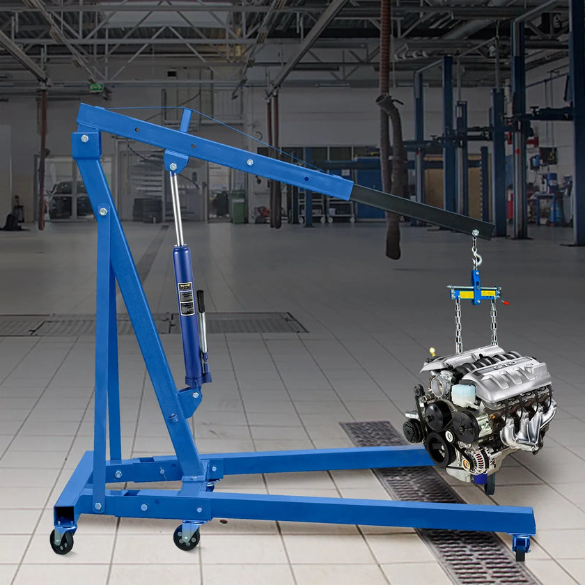 VEVOR Hydraulic Long Ram Jack, 8 Tons/17363 lbs Capacity, with Single Piston Pump and Clevis Base, Manual Cherry Picker with Handle, for Garage/Shop Cranes, Engine Lift Hoist, Blue