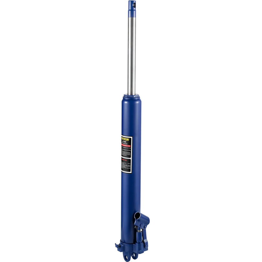 VEVOR Hydraulic Long Ram Jack, 8 Tons/17363 lbs Capacity, with Single Piston Pump and Clevis Base, Manual Cherry Picker with Handle, for Garage/Shop Cranes, Engine Lift Hoist, Blue