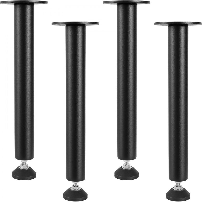 VEVOR 16 Inch Adjustable Desk Legs, Reinforced Steel Office Table Furniture legs Set of 4 for DIY, 1200 lbs Load Capacity Heavy Duty Desk Legs, Quick Instalation Legs with Adjustable Foot Cup Black