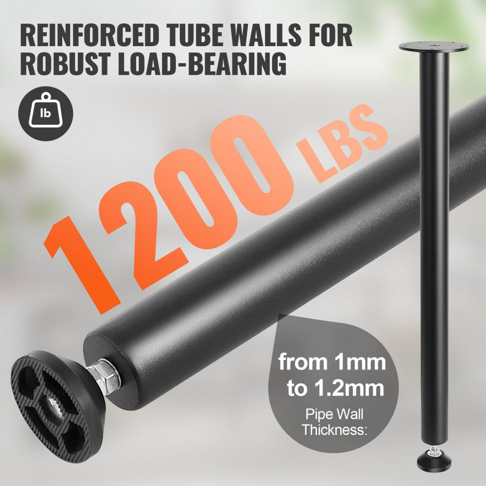 VEVOR 28 Inch Adjustable Desk Legs, Reinforced Steel Office Table Furniture legs Set of 4 for DIY, 1200 lbs Load Capacity Heavy Duty Desk Legs, Quick Instalation Legs with Adjustable Foot Cup Black