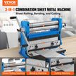 VEVOR Sheet Metal Brake, 12-inch, 3-In-1 Combination Shear Brake Roll Machine, 20-Gauge Capacity Shear Press Brake with 90° Max Bending Angle, Shears and Slip Roll Machine for Shear Bending Rolling