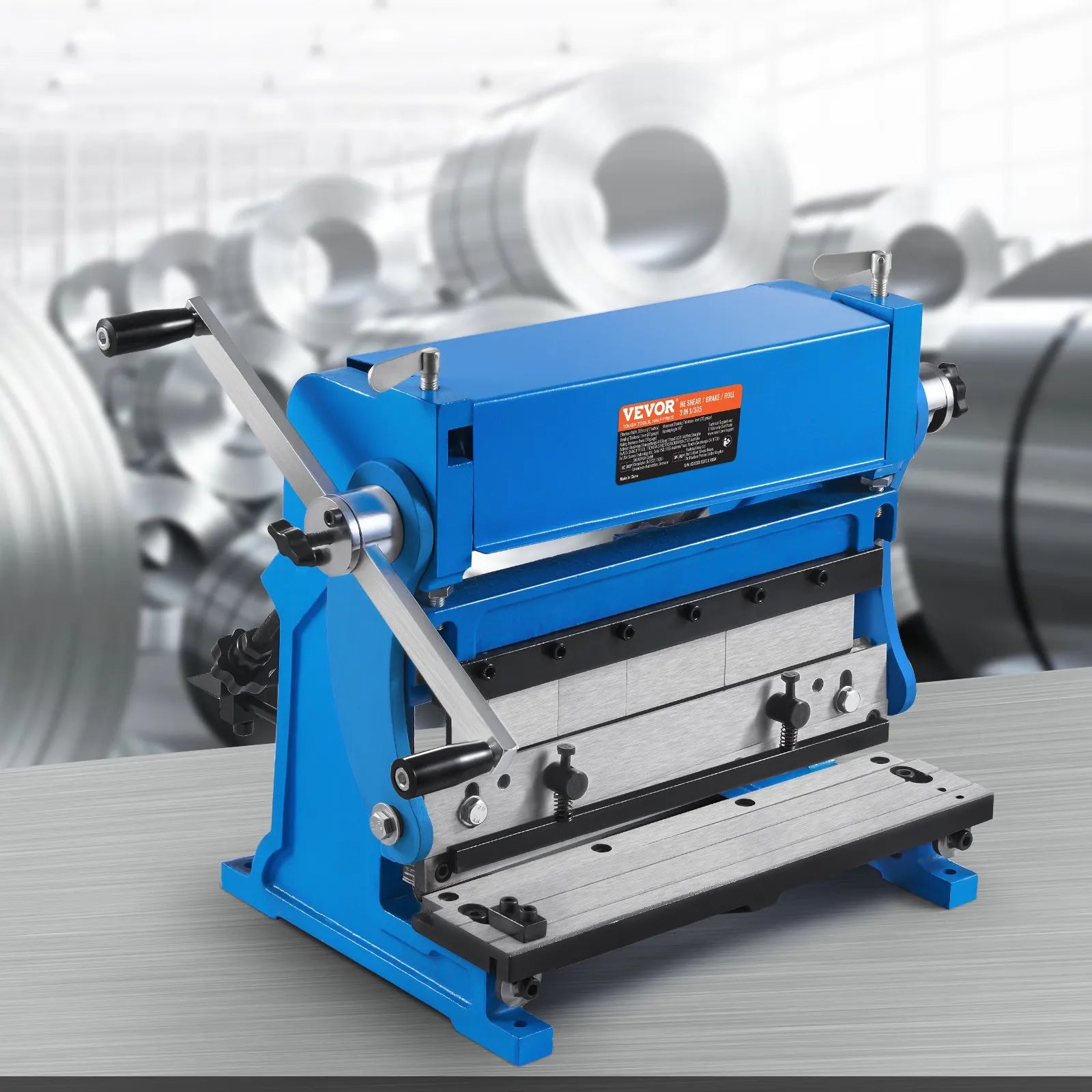 VEVOR Sheet Metal Brake, 12-inch, 3-In-1 Combination Shear Brake Roll Machine, 20-Gauge Capacity Shear Press Brake with 90° Max Bending Angle, Shears and Slip Roll Machine for Shear Bending Rolling