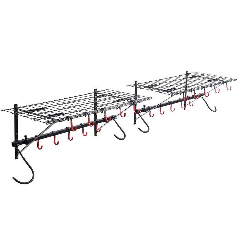 VEVOR Bike Storage Rack Wall Mount Garage Bike Holder & 2 Shelves for 4 Bicycles