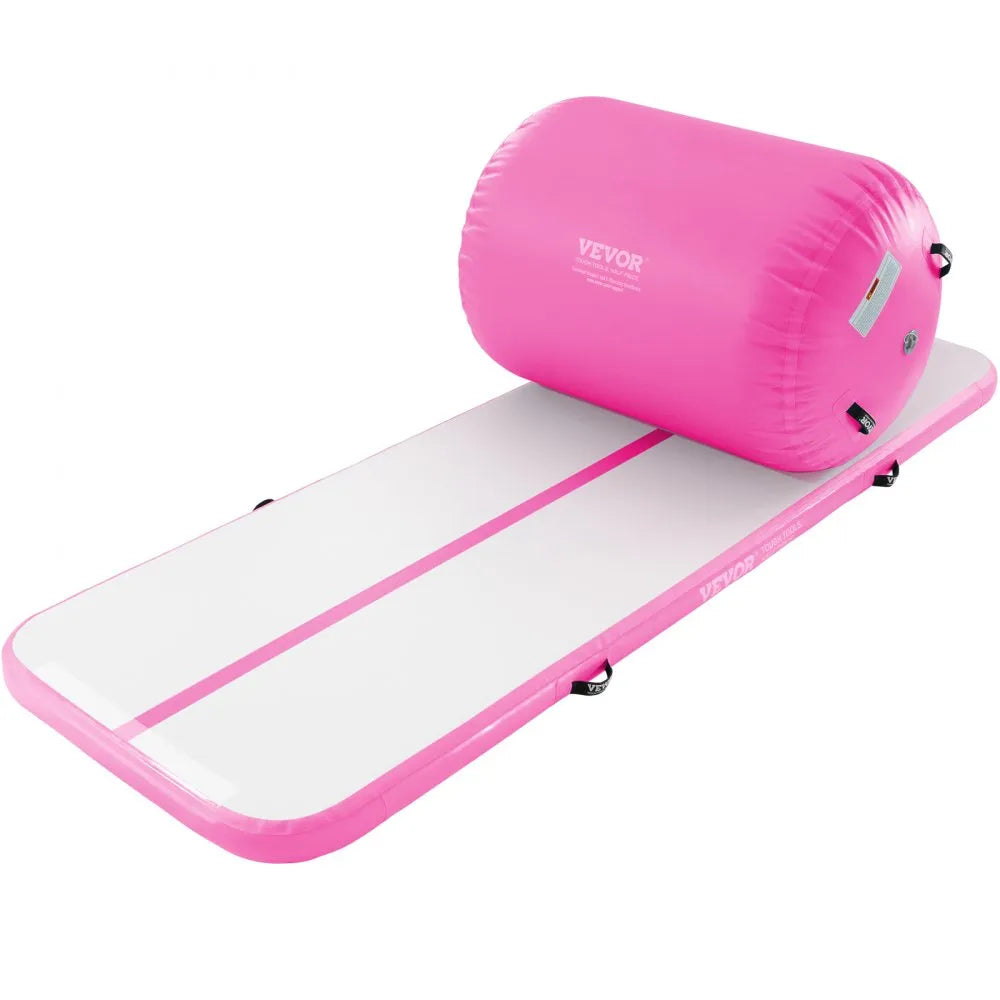 VEVOR Inflatable Gymnastics Air Mat Set, 2 PCS Tumbling Mat, Tumble Track with Electric Pump, Air Roller Barrel Gymnastics Equipment, Training Mats for Home Use/Gym/Yoga/Cheerleading/Beach/Park/Water