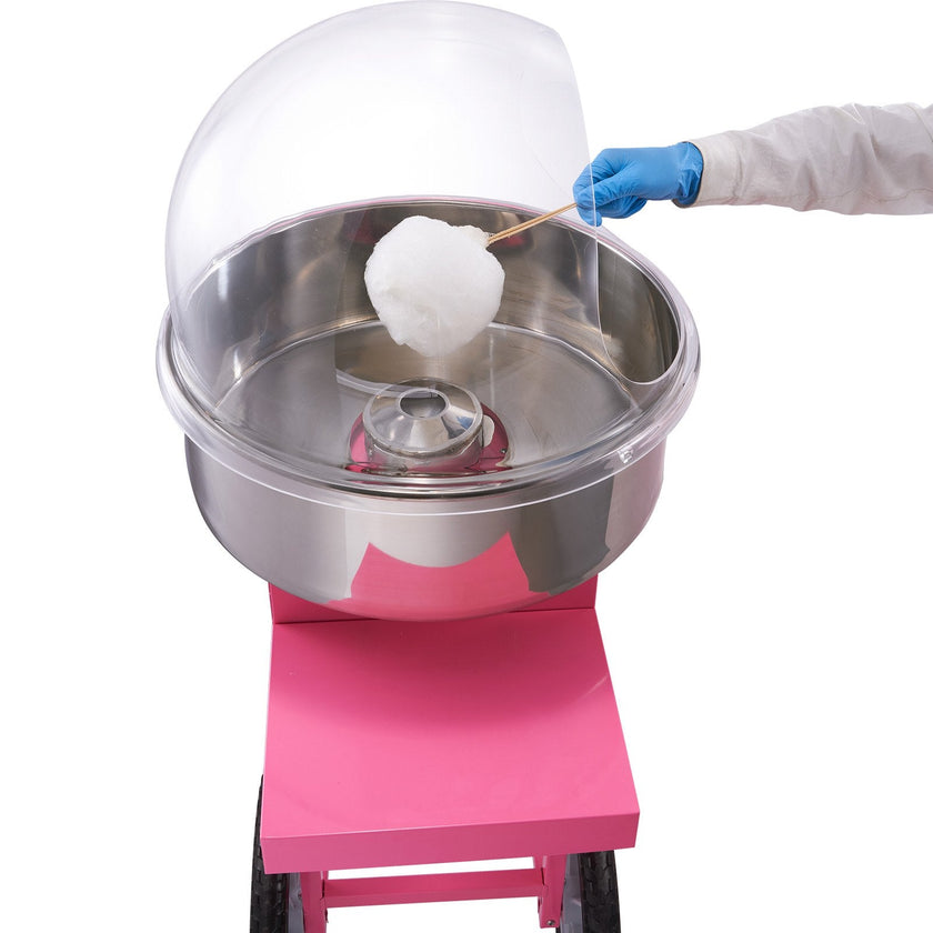 VEVOR Electric Cotton Candy Machine Cart with Bubble Cover Shield, 1000W Commercial Floss Maker with Stainless Steel Bowl, Sugar Scoop and Drawer, Perfect for Home, Kids Birthday, Family Party, Pink