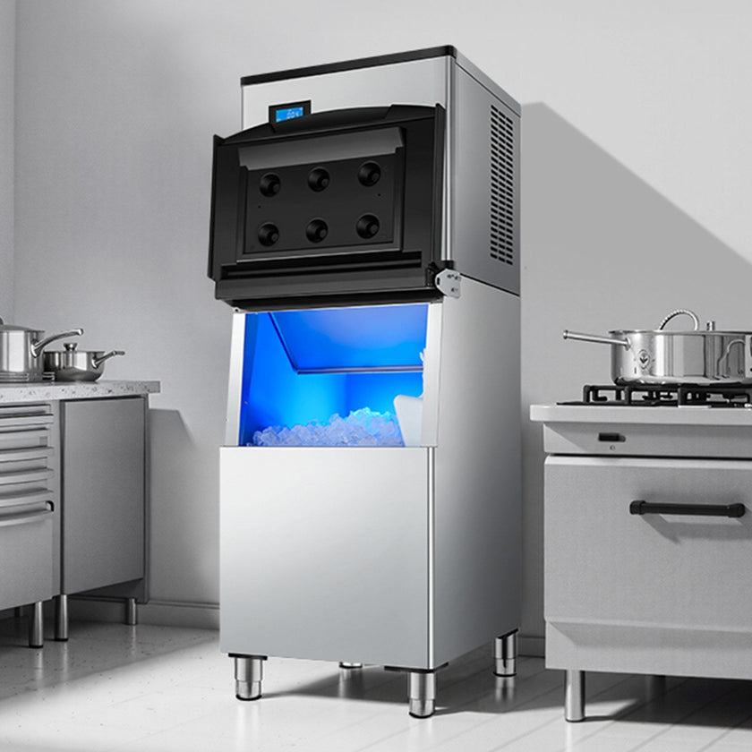 VEVOR Commercial Ice Maker 500LBS/24H & 250LBS Storage Bin Auto Self-Cleaning