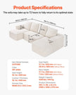 VEVOR Modular Sectional Sofa U Shaped Cloud Couch with Chaise and Cushion Beige