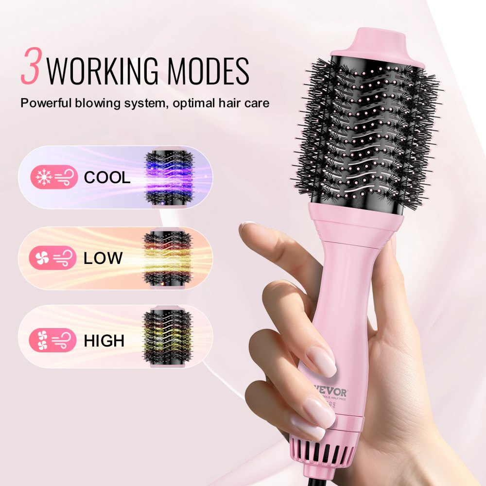 VEVOR Hair Blow Dryer Brush, Ionic Hot Air Styling Brush with 2.6