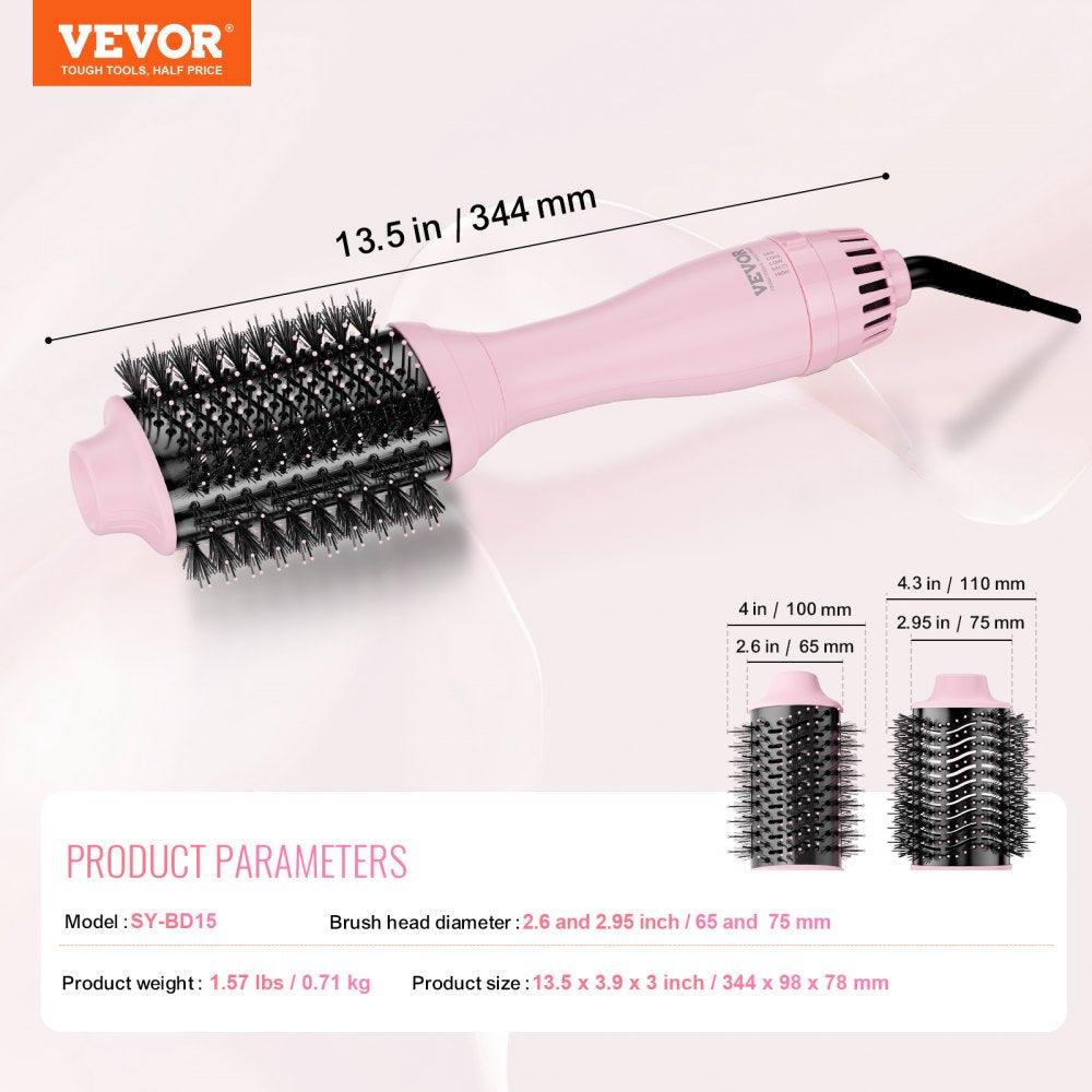 VEVOR Hair Blow Dryer Brush, Ionic Hot Air Styling Brush with 2.6