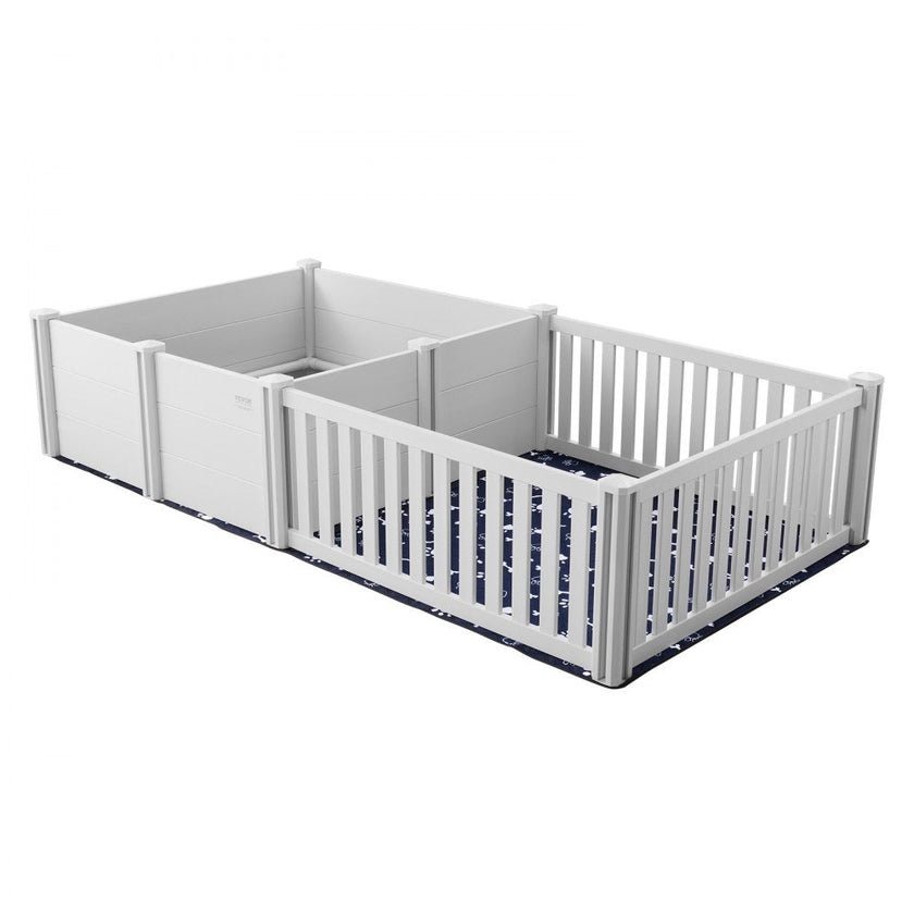 VEVOR Dog Whelping Box 93.3 x 48.4 x 18.1in Dual Zone PVC with Rails Pee Pad