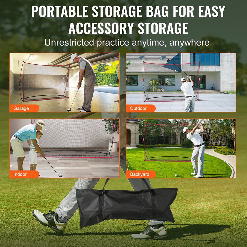 VEVOR Golf Practice Hitting Net, Huge 10.8x7ft Golf Net, Personal Driving Range for Indoor Outdoor Use, Portable Home Golf Aid Net with Solid Fiberglass Frame and Carry Bag, Gift for Men, Golf Lover