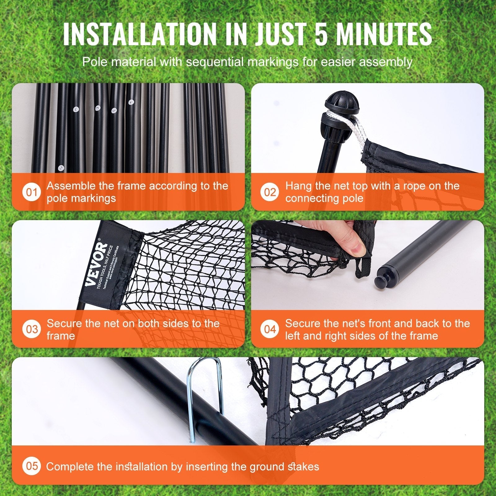 VEVOR Golf Practice Hitting Net, Huge 10.8x7ft Golf Net, Personal Driving Range for Indoor Outdoor Use, Portable Home Golf Aid Net with Target/Fiberglass Frame/Carry Bag, Gift for Men, Golf Lovers