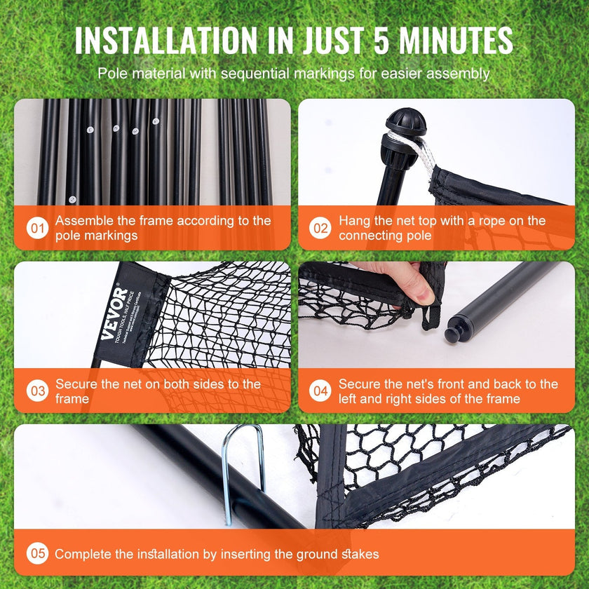 VEVOR Golf Practice Hitting Net, Huge 10.8x7ft Golf Net, Personal Driving Range for Indoor Outdoor Use, Portable Home Golf Aid Net with Target/Fiberglass Frame/Carry Bag, Gift for Men, Golf Lovers