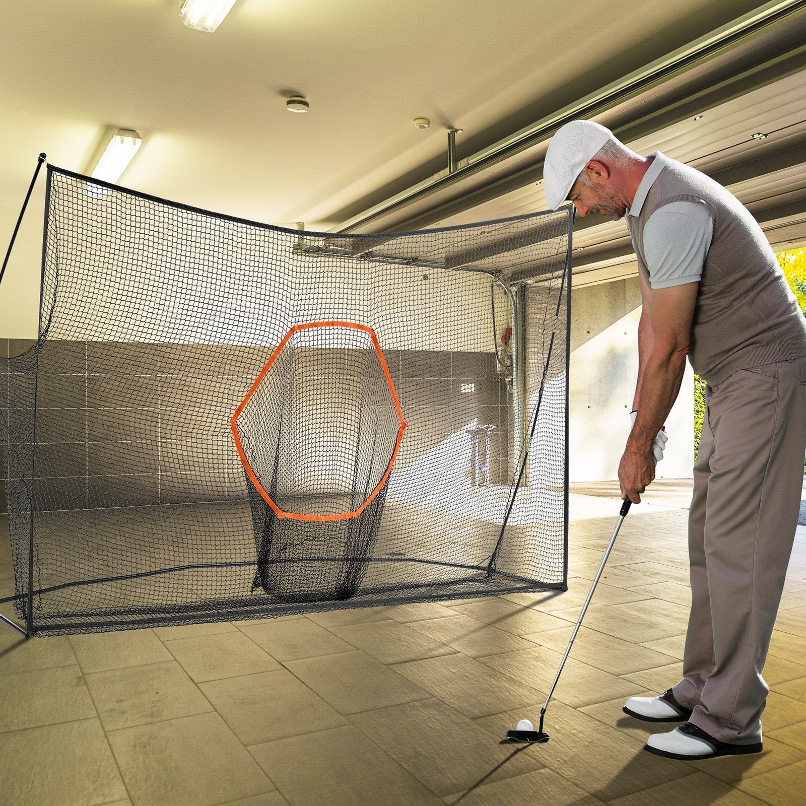 VEVOR Golf Practice Hitting Net, Huge 10.8x7ft Golf Net, Personal Driving Range for Indoor Outdoor Use, Portable Home Golf Aid Net with Target/Fiberglass Frame/Carry Bag, Gift for Men, Golf Lovers