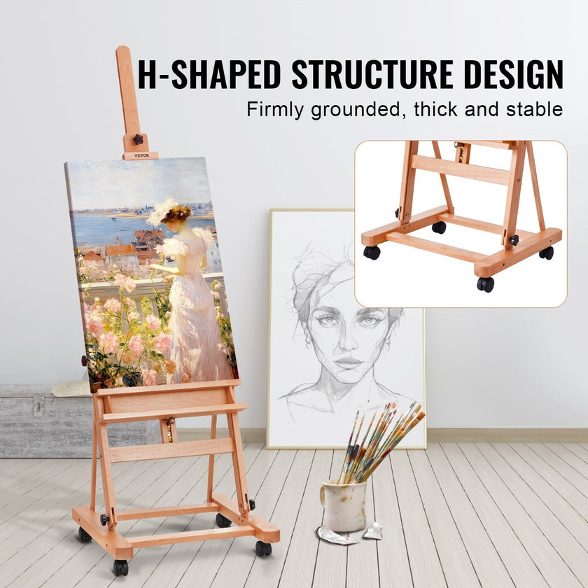 VEVOR Studio H-Frame Easel Holds Canvas Art up to 48