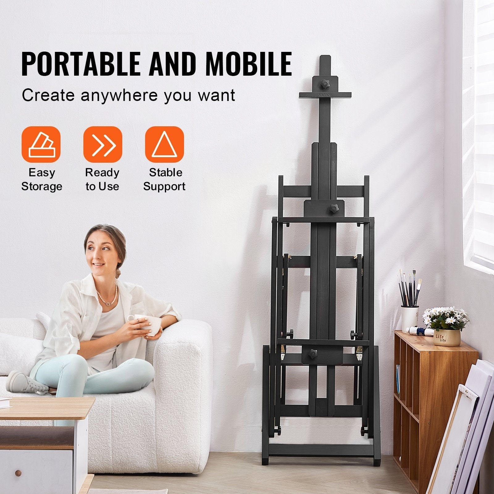 VEVOR Studio H-Frame Easel Holds Canvas Art up to 77