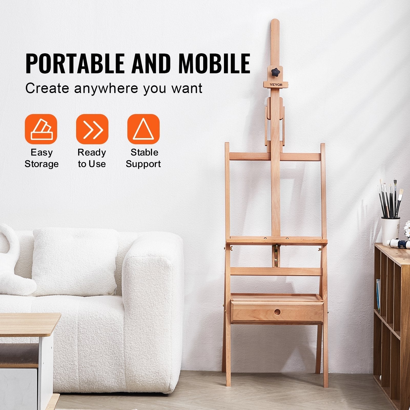 VEVOR Studio H-Frame Easel Holds Canvas Art up to 36