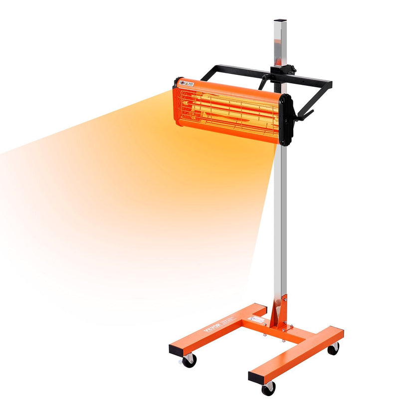VEVOR Infrared Curing Lamp, 1500W 1-60 min Timing, Auto Heating Car Curing Light with Bracket, 3.44 sq.ft Baking Area Spray Baking Booth Heaters, Paint Dryer for On-Site Repair, Engine Drying