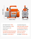 VEVOR Vacuum Pump 5 CFM HVAC Single Stage Rotary Vane Vacuum Pump Oil Included