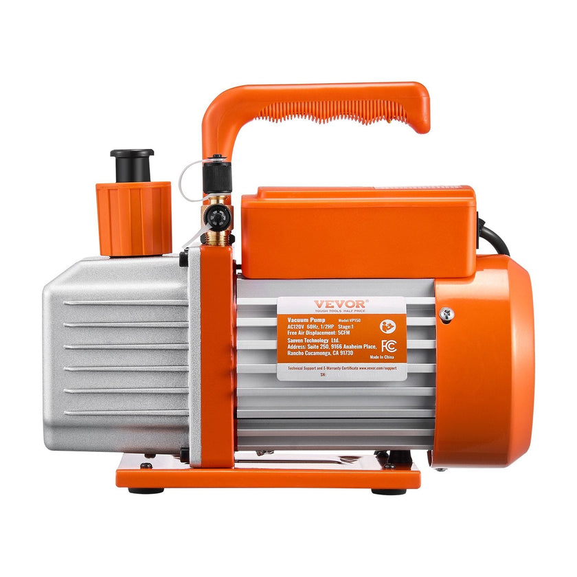 VEVOR Vacuum Pump 5 CFM HVAC Single Stage Rotary Vane Vacuum Pump Oil Included