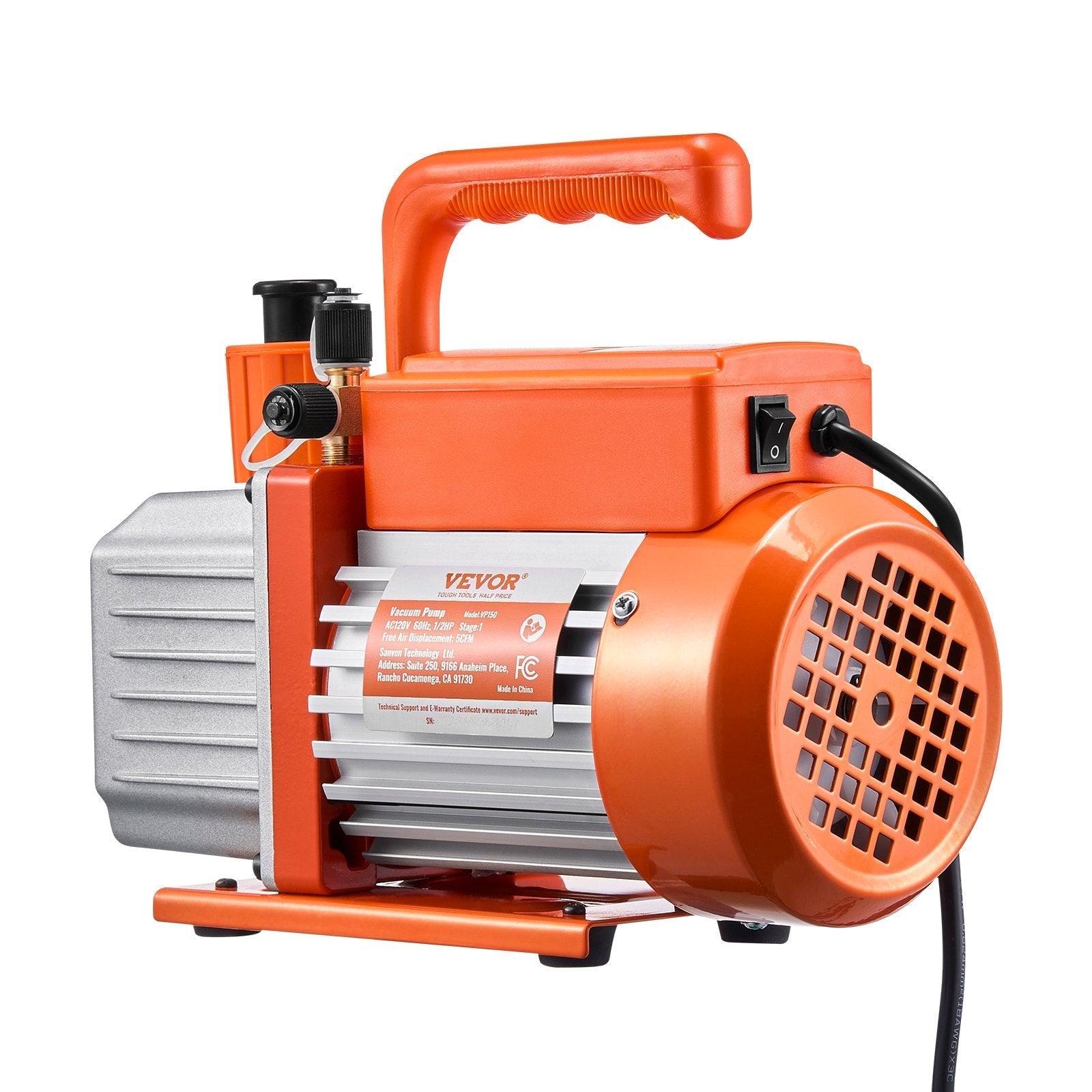VEVOR Vacuum Pump 5 CFM HVAC Single Stage Rotary Vane Vacuum Pump Oil Included