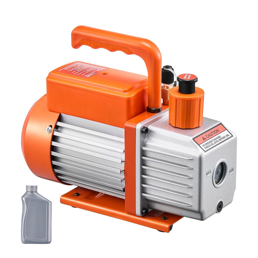 VEVOR Vacuum Pump 5 CFM HVAC Single Stage Rotary Vane Vacuum Pump Oil Included
