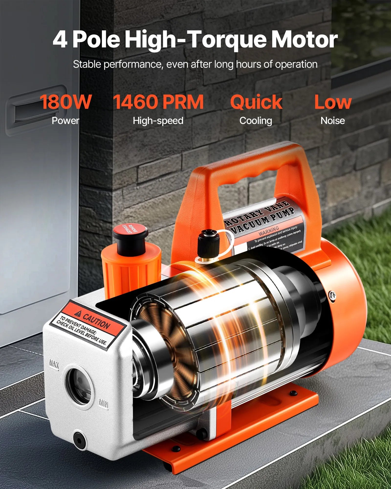 VEVOR Vacuum Pump 3.5 CFM HVAC Single Stage Rotary Vane Vacuum Pump Oil Included