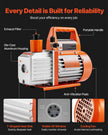 VEVOR Vacuum Pump 3.5 CFM HVAC Single Stage Rotary Vane Vacuum Pump Oil Included