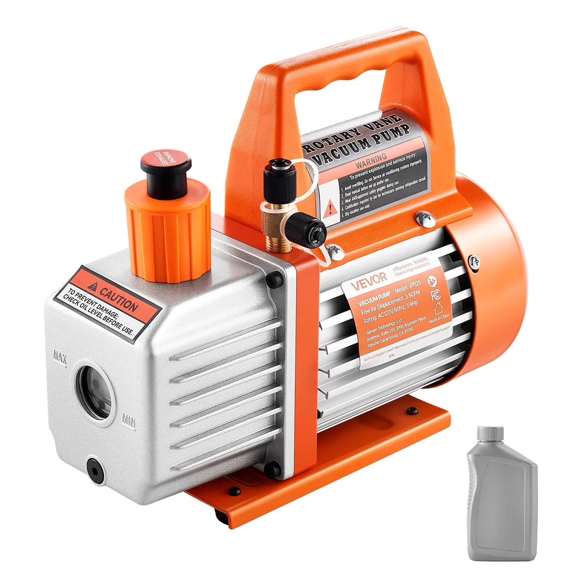 VEVOR Vacuum Pump 3.5 CFM HVAC Single Stage Rotary Vane Vacuum Pump Oil Included